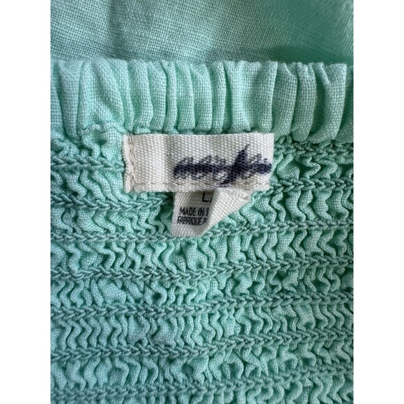 Aerie Light Aqua Blue Eyelet Corset Fitted Rouched  Linen Tank Top – Women's L - Picture 6 of 7